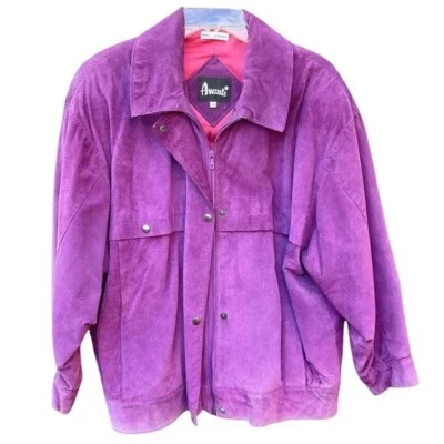 Vintage Purple Avanti Bomber Style Pig Suede Coat Womens Medium - Image 1 of 4