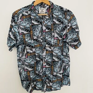 Mambo Shirt Size Large Hawaiian Button Up Hang Ten Smart Arts Surfboard Print - Picture 1 of 10