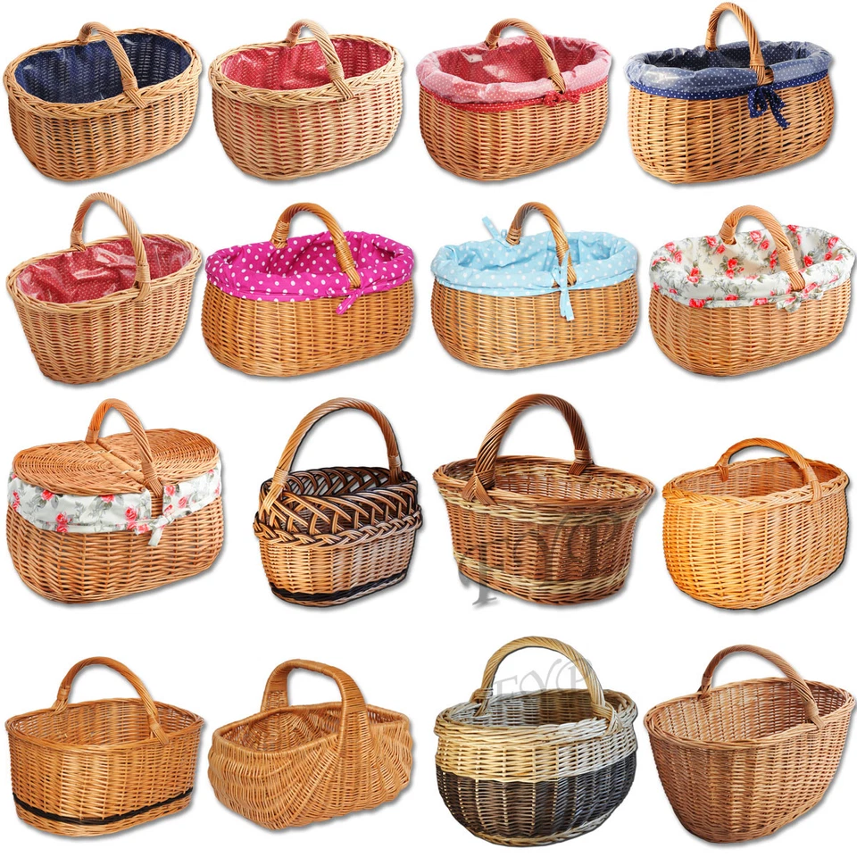 NEU! Einkaufskorb Weidenkorb Autokorb Korb Stoff Einlage Varianten Weide Korb - Bild 1 von 1