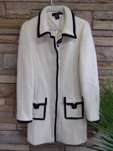 Luxe Arden B. Jacket Wool Blend Cream With Black Trim Sz L - Picture 1 of 17