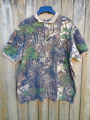 Vtg Mens XXL Rattlers  Brand Camo Polo Shirt RealTree Hunting Outdoor  USA Made  - Image 1 of 3