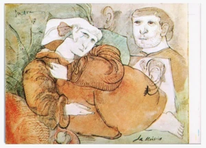 Jose Luis Cuevas, La Musica, Mexicana, Latin Artwork (1980s) Vtg Postcard RARE - Picture 1 of 2