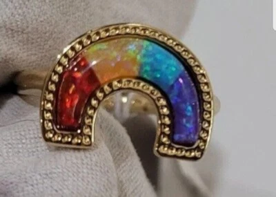Nuevo con etiquetas Anillo Arco Iris Kendra Scott Ópalo Kyocera Mezcla Primaria en Oro Foto 1 de 4