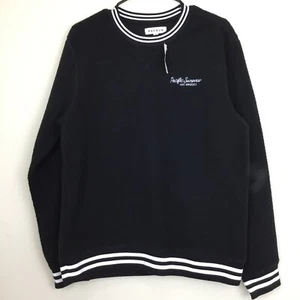 PacSun Sherpa Black White Crew Neck Sweatshirt Size Men's Small NWT - Picture 1 of 8