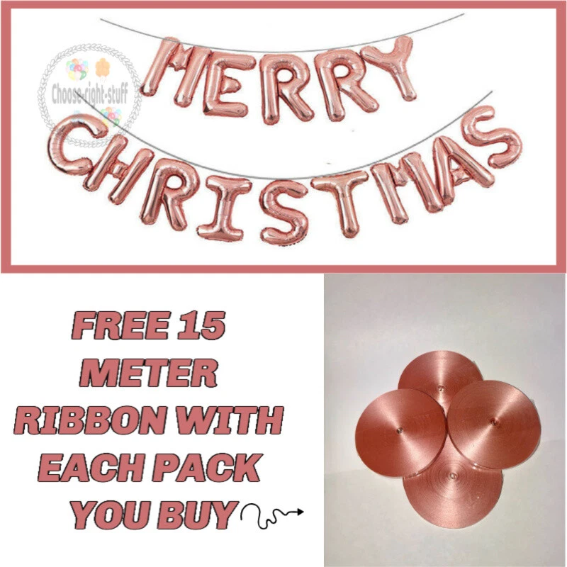 Merry Christmas Balloons Foil Helium Ballons Air Fill Latex Xmas Bunting banner - Image 1 of 1