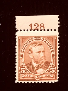 USA: POSTFRISCH #255 PLATTENNUMMER EINZELN NIE AUFKLAPPBAR OG CV 375 $+ - Bild 1 von 2