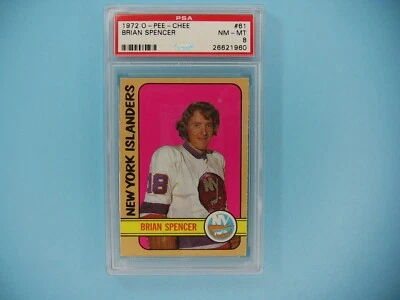 1972/73 O-PEE-CHEE NHL HOCKEY CARD #61 BRIAN SPENCER PSA 8 NM/MINT 72/73 OPC - Image 1 of 2