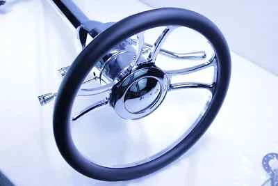 Columna de dirección inclinable cromada de 30" cambio automático con rueda Trinity de 14"" Hot Street Rod Foto 1 de 4