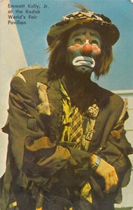 Postal autografiada de colección 64/65 Feria Mundial Emmett Kelly Jr Pabellón Kodak P109 - Imagen 1 de 2