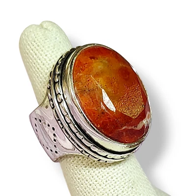 Unisex Stainless Steel Fire Ring Size 7 Chunky Ring - Image 1 of 4