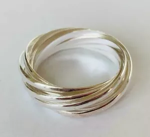 Sterling Silver 9 Interlocking Stack Russian Wedding Ring Band 56 7 8 9 10 12 13 - Picture 1 of 2