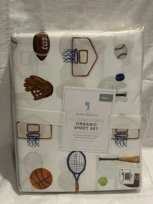 Pottery Barn Kids All-Star Sports Organic FULL Sheet Set NEW w/tags - Image 1 of 2