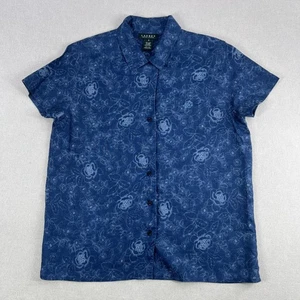 Lauren Ralph Lauren Shirt Mens Small Linen Floral Button Up Loop Collar Casual - Picture 1 of 14