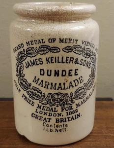 Antiguo tarro de mermelada James Keiller & Sons Dundee C. 1890 Gran Bretaña Londres - Imagen 1 de 6