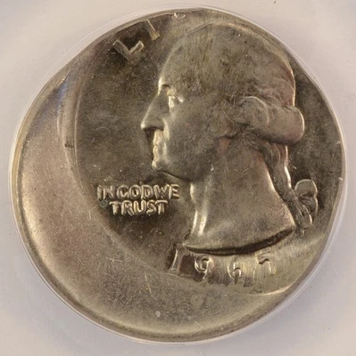 1965 25c Washington Quarter Struck 20% Off-Center ANACS MS64 - Image 1 of 4