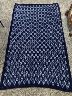 Vera Bradley 80x50 Plush Throw Blanket Medallion Paisley Pattern Blue - Image 1 of 4