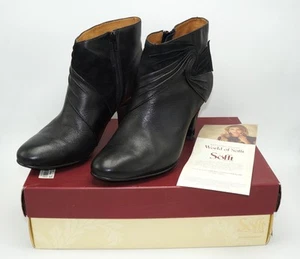 Söfft Sofft Women's Ophelia Black Leather & Suede Heeled Ankle Boots 8.5 M - Picture 1 of 13