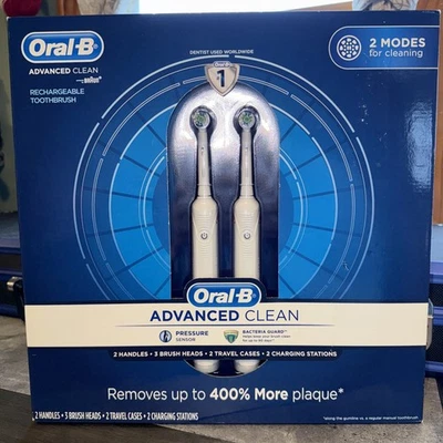 Braun Oral-B Advanced Clean Rechargeable Toothbrush 2Pack with extra brush heads - Image 1 of 3