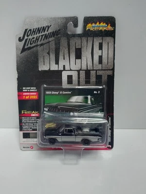Johnny Lightning 1:64 Blacked Out 1959 Chevy El Camino Nero E Argento Metallico - Immagine 1 di 3