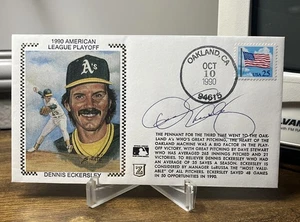 1990 AL Playoffs Dennis Eckersley AUTO Oct 10, 1990 Z CACHET - Picture 1 of 6
