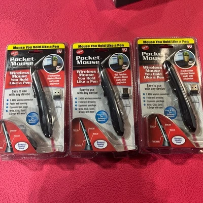 Lot of 3  Pocket Mouse Pen Genuine USB Wireless Mouse You Hold Like A  Pen - Image 1 of 4