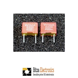 2x Wima FKS2 3.3nF 10% 400V Metallized Polyester Box Capacitor 7.3x6.7x2.5 5mm - Picture 1 of 1