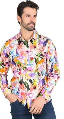 Barabas Mens Dress Shirt Size XL Longsleeve Floral Colorful Fitted Cut - Image 1 of 4