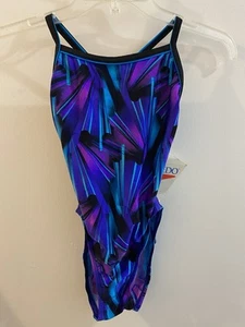 Vintage SPEEDO Lycra One Piece Multicolor Chlorine Resistance Swimsuit - Picture 1 of 13