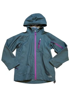L.L.Bean Kids Green Waterproof Hooded Jacket L 6X/7 With Pink Zippers NWOT - Picture 1 of 6