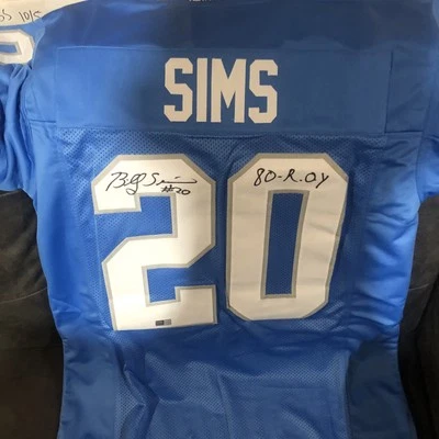 Camiseta Autografiada Firmada por Billy Sims Azul - Detroit Lions TriStar Certificado de Autenticidad Foto 1 de 4