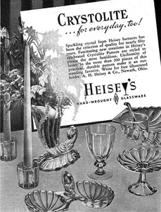 Heisey Glas KRISTALLOLITH Kerzenständer KOMPOTT Horn of Plenty 1941 MAGAZINANZEIGE - Bild 1 von 1