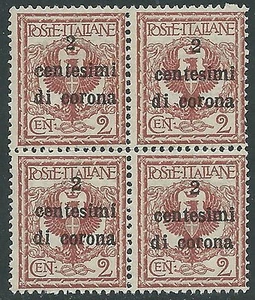 1919 TRENTO E TRIESTE AQUILA 2 CENT QUARTINA MNH ** - Z3-7 - Picture 1 of 1