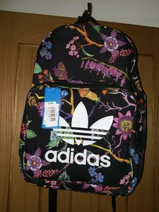 adidas black floral backpack