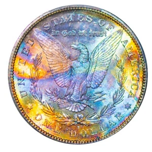1881-S PCGS MS64 CAC MORGAN $ NICE VIBRANT MULTICOLOR RAINBOW TONING (VIDEO) - Picture 1 of 4