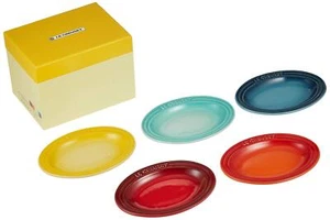 LE CREUSET Oval Mini Plate Multicolor Rainbow Stoneware Set of 5 11x15x11cm New - Picture 1 of 5