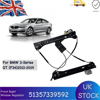 For BMW 3-Series GT (F34) Drivers Side Right Front Window Regulator 2013-2019 - Image 1 of 4