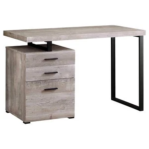 24 Taupe and Black Computer Desk With Three Drawers - Picture 1 of 1