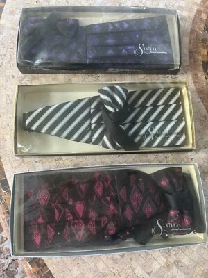 3 винтажных комплекта официальных аксессуаров SANTANA из шелка Cummerbund и галстука-бабочки. - Изображение 1 из 4