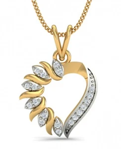 Valentine 0.57ct Natural Diamond 14k Yellow Gold Heart Wedding Pendant - Picture 1 of 4
