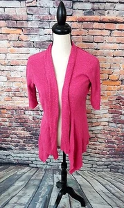 Vintage Eileen Fisher rosa vorne offen asymmetrisch drapiert Cardigan LEINEN Pullover Gr. XS  - Bild 1 von 6