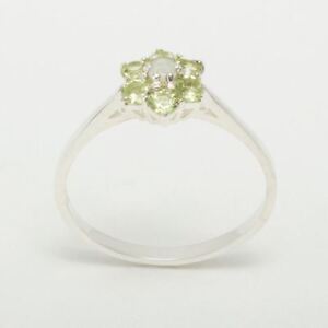 10ct White Gold Natural Opal & Peridot Womens Cluster Ring - Sizes J to Z