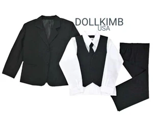 Jungen formeller schwarzer Anzug 5-teiliges Set Kleinkind Größe 6M bis 14, 20. Slim gerade - Bild 1 von 19