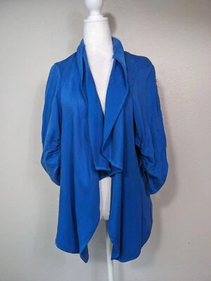 Chaqueta Blazer Karen Kane Azul Drapeado Frente Abierto Talla M 100 Tencel Hecha en EE. UU. N26 Foto 1 de 4