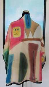 Sciarpa in chiffon di seta firmata dipinta a mano artista Paul Klee "Exuberance" - Foto 1 di 9