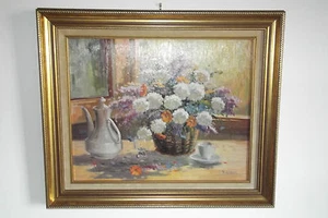 04B71 REPRODUCTION ANCIENNE PEINTURE TABLEAU NATURE MORTE SIGNE DÉCORATION CADRE - Imagen 1 de 5