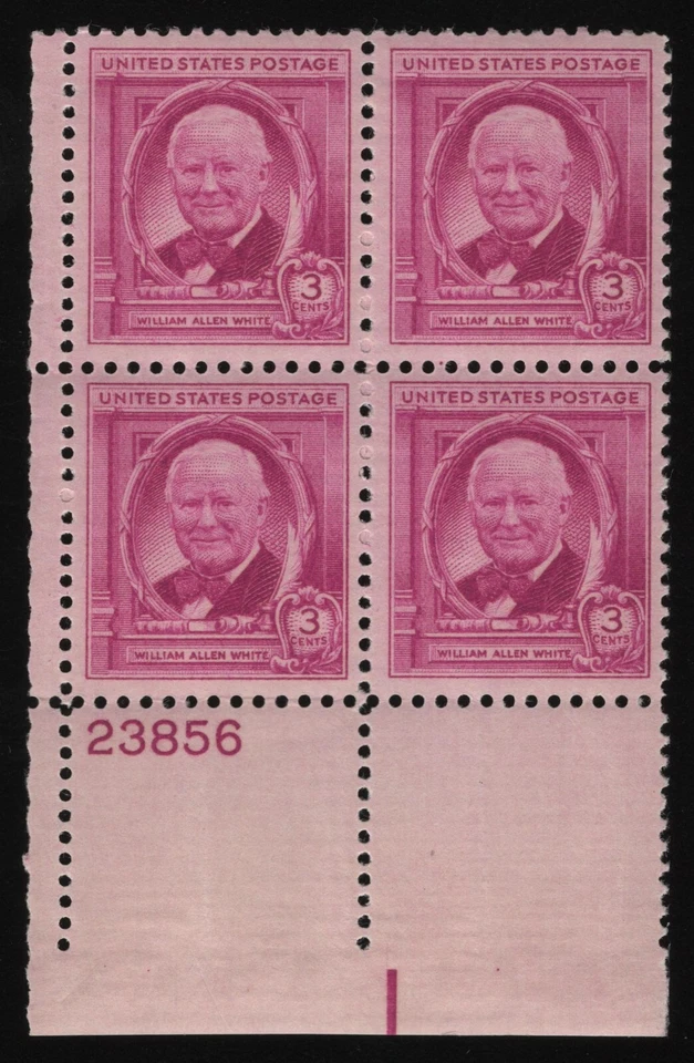 #960 3c William Allen White, Plate Block [23856 LL] Mint **ANY 5=FREE SHIPPING* - Image 1 of 1