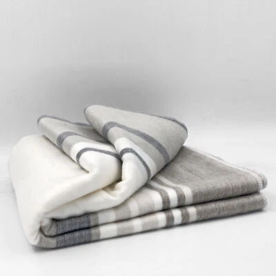 SOFT&WARM STRIPED ALPACA LLAMA WOOL BLANKET PLAID 99"x67" QUEEN BED SOFA COUCH - Image 1 of 4