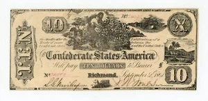 1861 CT-29 $10 The Confederate States of America (CTFT.) Note - CIVIL WAR Era - Picture 1 of 2