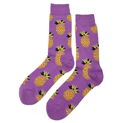 NWT Purple Pineapple Dress Socks Novelty Men 8-12 Purple Crazy Fun Sockfly - Image 1 of 4