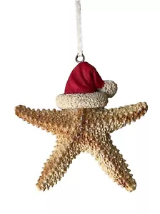 Christmas Starfish Ornament Santa Hat Starfish Beach Ocean Holiday Theme Gifts - Picture 1 of 5
